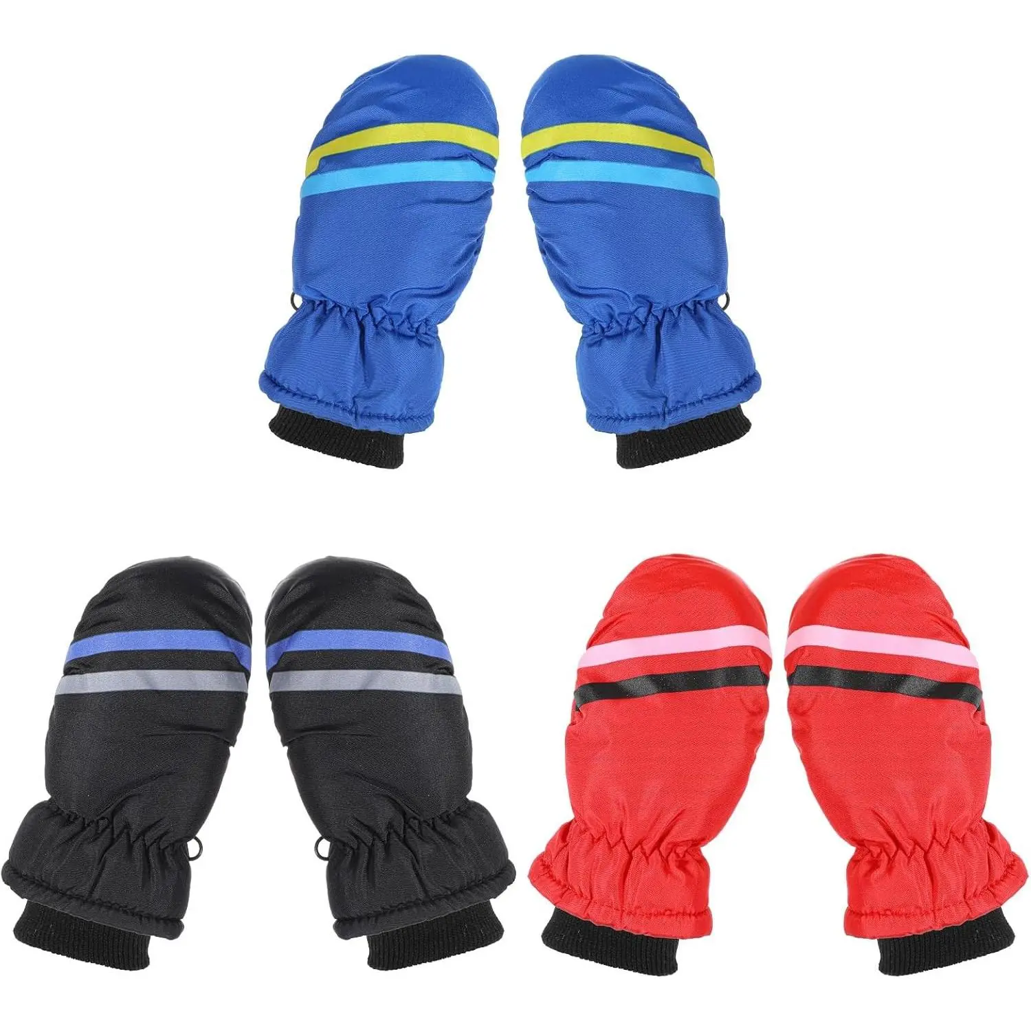 Kids Winter Ski Gloves, 3 Pairs Waterproof Warm Snow Mittens Toddler Snow Gloves for Outdoor Activities Cold Weather