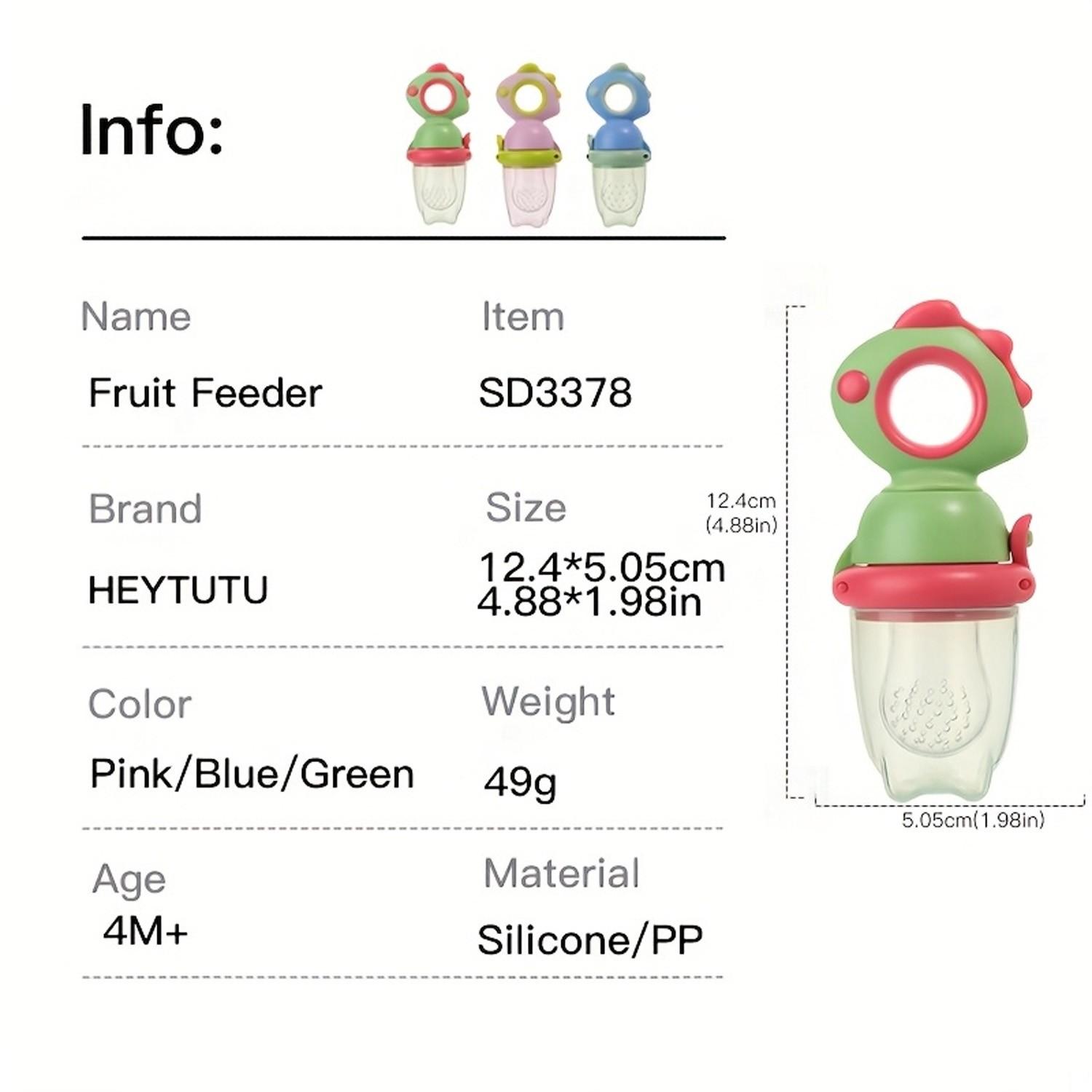 Dinosaur Theme Silicone Baby Juice Feeder, Rotating Push Type, Food Grade Material, Suitable for Toddlers, Leak-Proof Fruit & Meal Dispenser