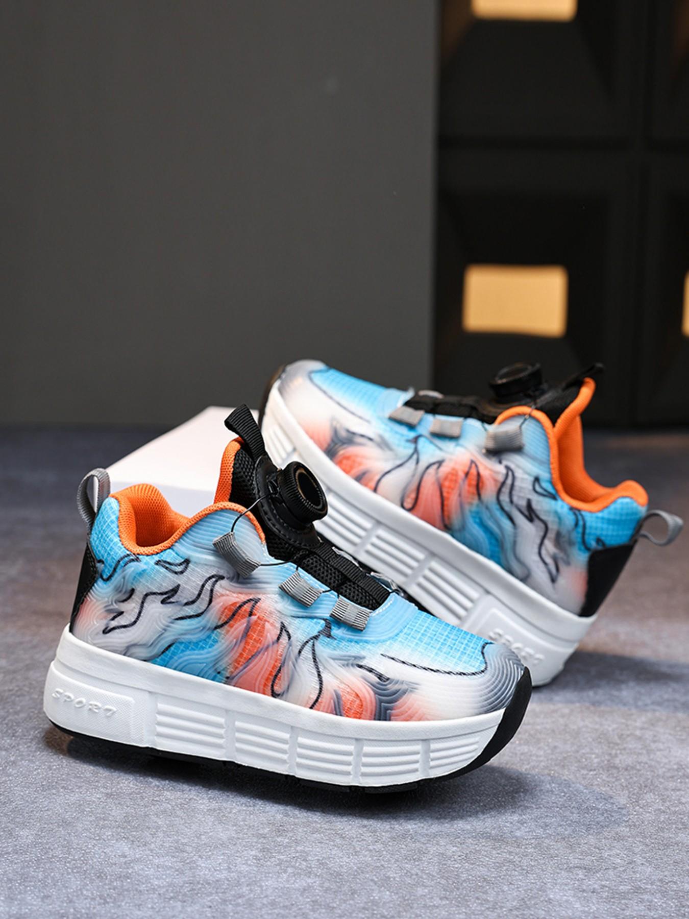 Dual-Wheel Roller Skates, Detachable Wheels, Colorblock Design, Anti-Slip Sole, Adjustable Velcro, Sporty Style, All Seasons, Sports Roller Skates, Shoes with wheels