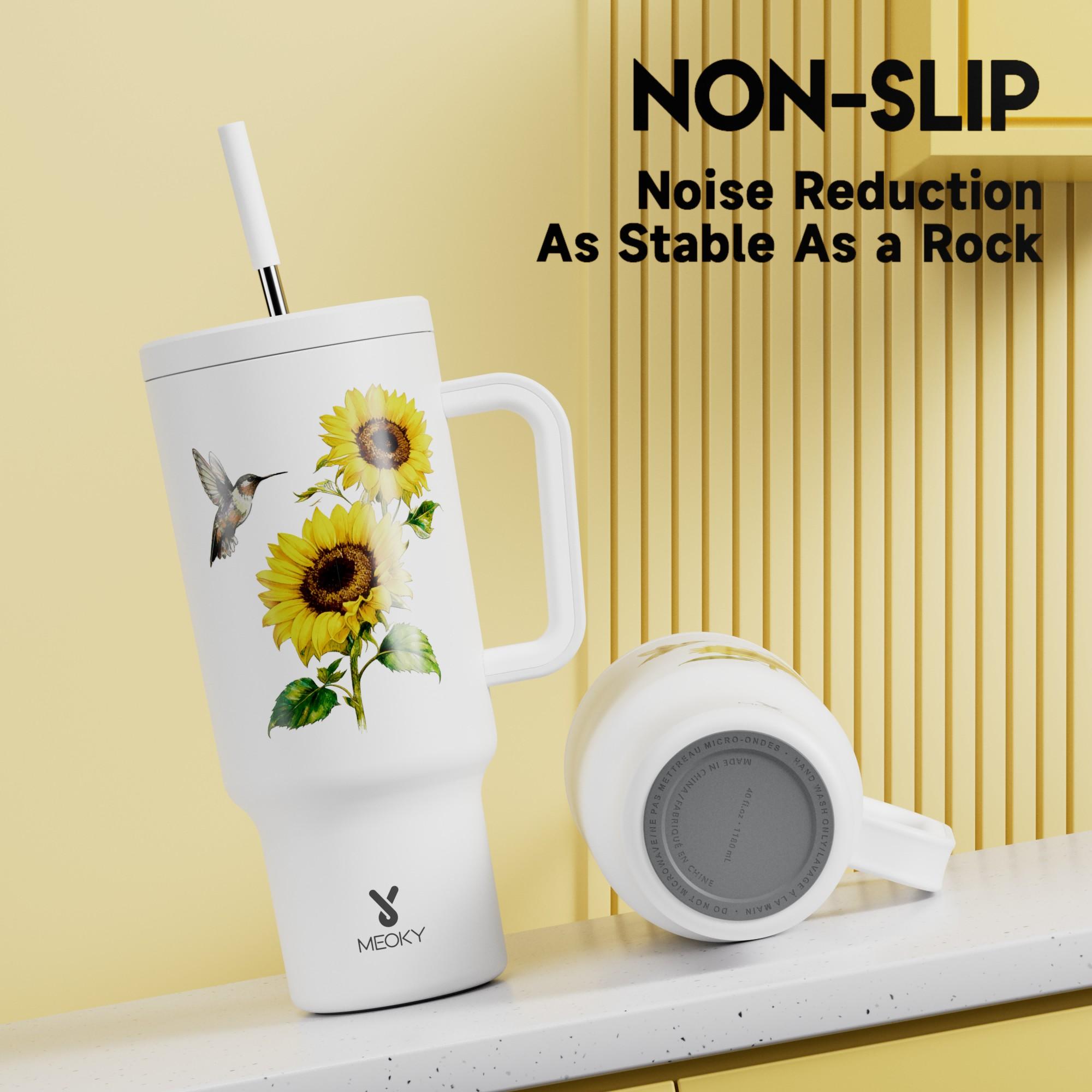【MEOKY×Ciaobellaapparel】40oz Sunflower Tumbler,Hot Water Mug,Keeps Hot&Cold |,Fits Car Cup Holders,Stainless Steel Insulated cup,Office & Travel Essential