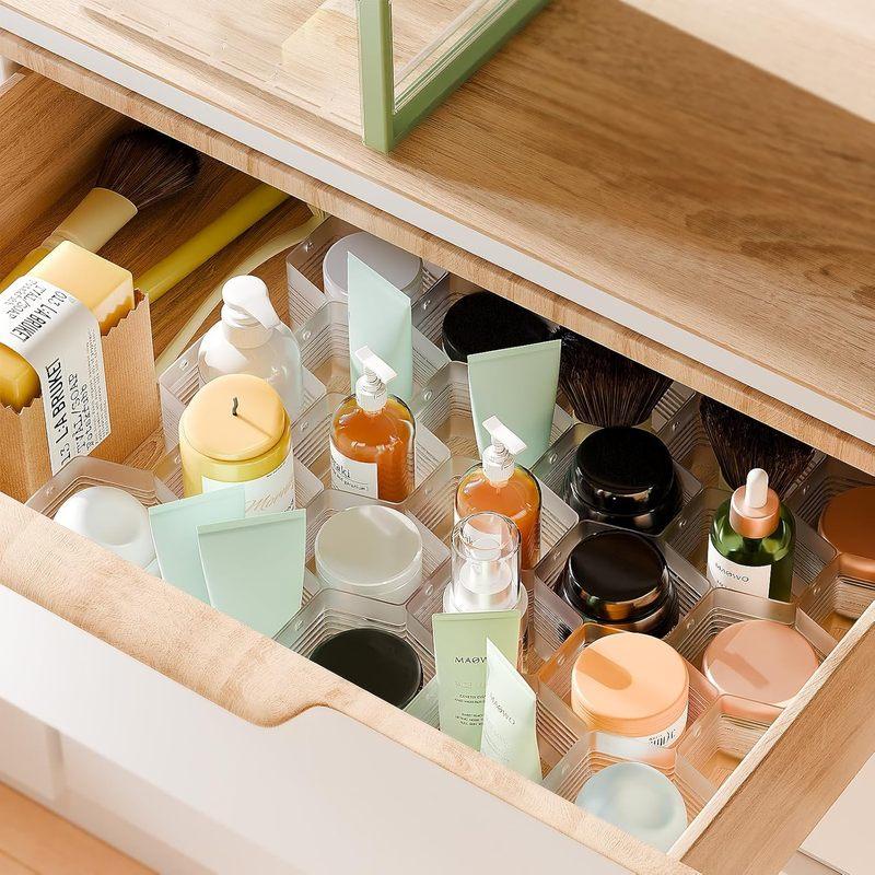 Adjustable Honeycomb Drawer Organizer Divider, Space Saving Dresser Storage Insert for Underwear Socks Belts Scarves Ties and Small Accessories, White 1PC