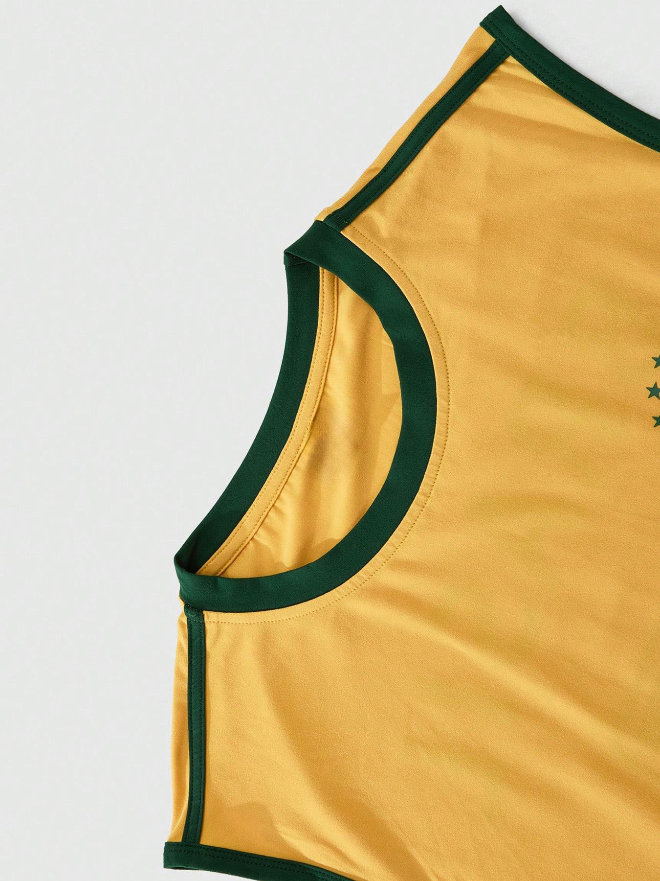 Men's Brazil Flag Print Tank Top, Vest Top, Regular Fit Casual Comfy Sleeveless Top for Summer, Men's Clothes for Daily Wear, Socks