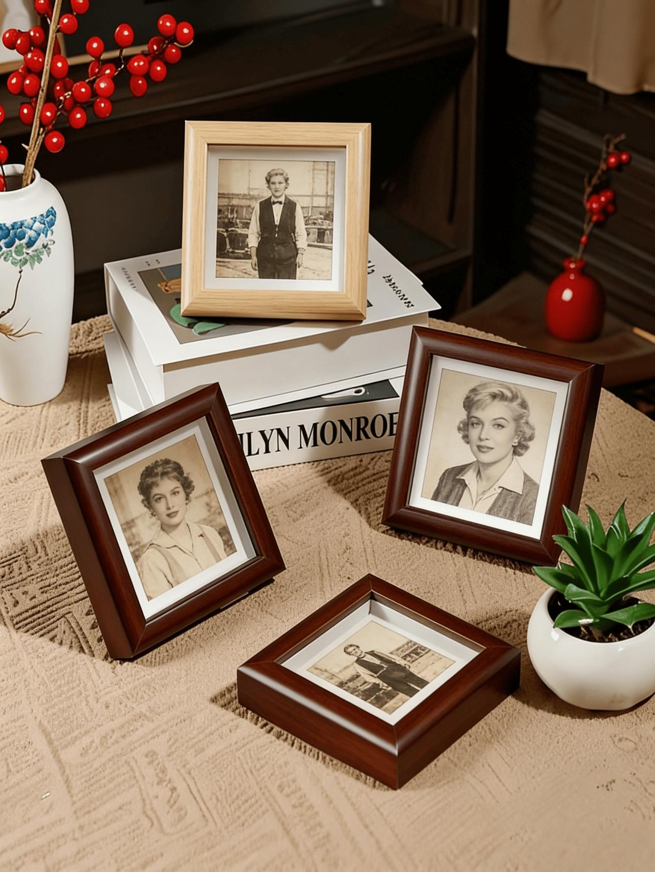 Wooden Photo Frame Stand DIY Simple Living Room Bedroom Decor Wall Hanging Picture Frame Hollow Out Art Display Piece