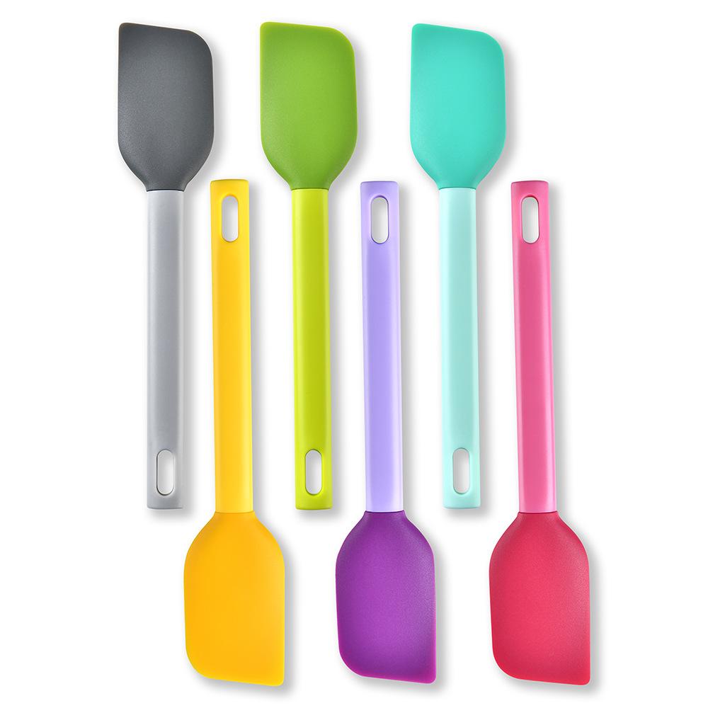 1 color-matching integrated silicone spatula, multi-color silicone spatula, durable kitchen tool, flexible kitchen spatula suitable for baking, cooking, sc bowls, decoration, heat resistance and easy cleaning, etc. Various colors optional