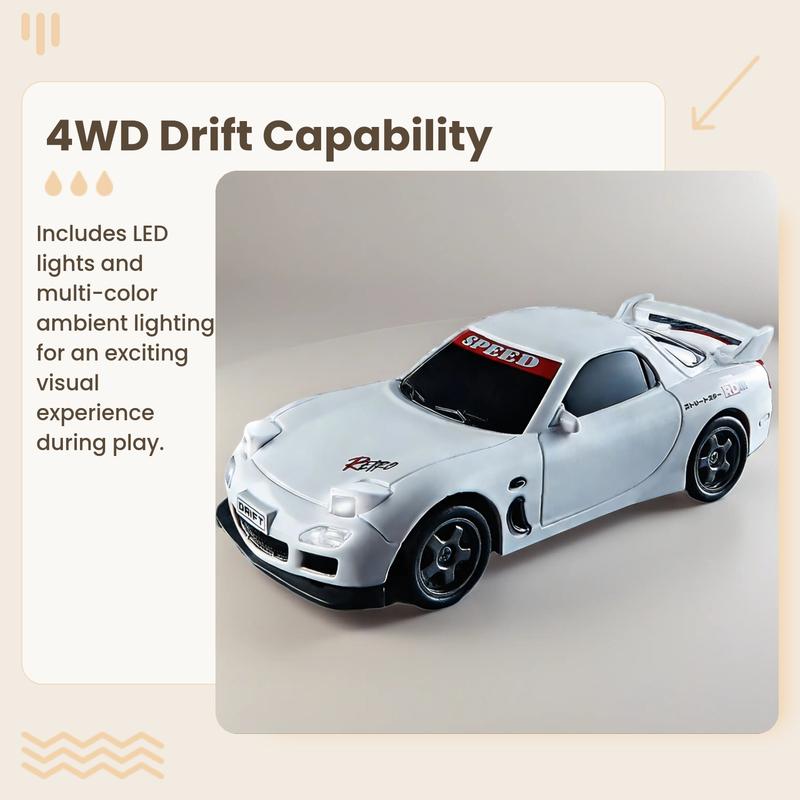 Classic Old Car Style RC Drift Car, RC Model Car, 1:43 Scale, 2.4g Wireless Remote Control, LED Lights, Type-C Charging, 30-Minute Battery Life