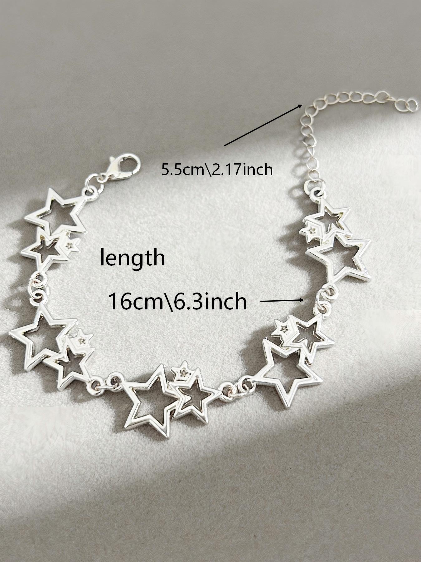 Y2K Sweet Cool Hollow Star Bracelet, Gold & Silver 2 Colors Adjustable Five-Pointed Star Metal Bracelet, European American INS Egirl Versatile Jewelry