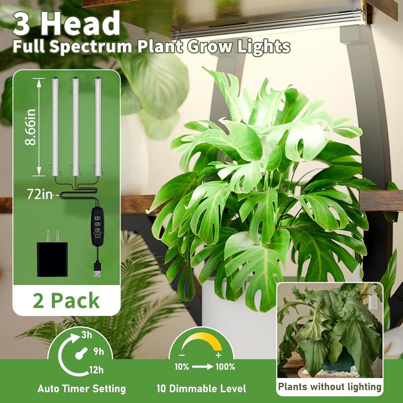 Tall Plant Stand Indoor with Grow Lights, 64" 8 Tiered Meta Plant Shelf, Large Corner Shelves Display Rack Flower Stand Holder for Living room, Patio