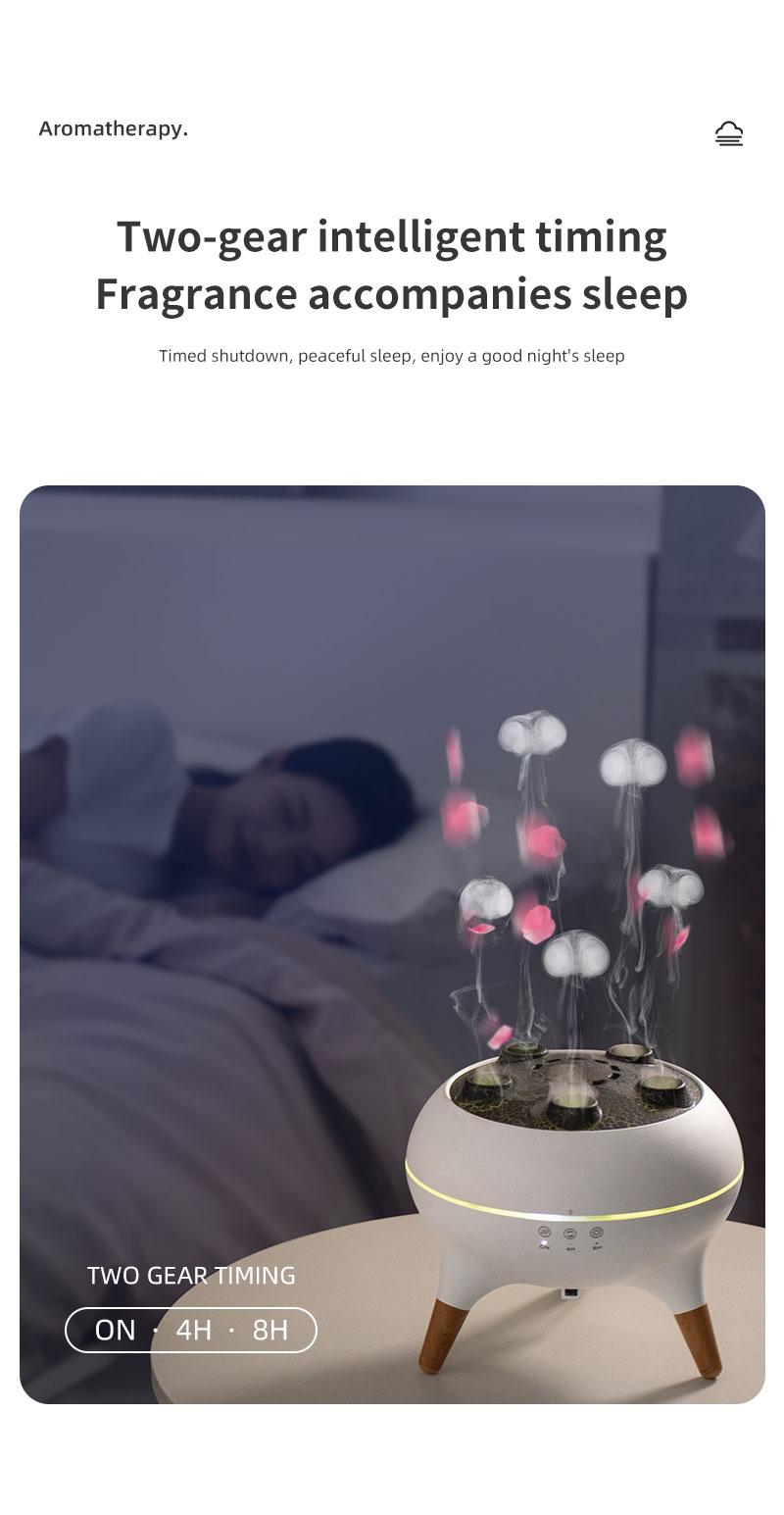 Dynamic multi-spray aromatherapy machine desktop flame humidifier household large fog colorful light remote control mist  magic wireless jellyfish  diffuser