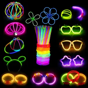 Glow Sticks Party Supplies, Neon Light Up Necklaces & Bracelets with Connectors, Perfect for Birthdays, Weddings, Halloween, Christmas, Glow Sticks Bulk