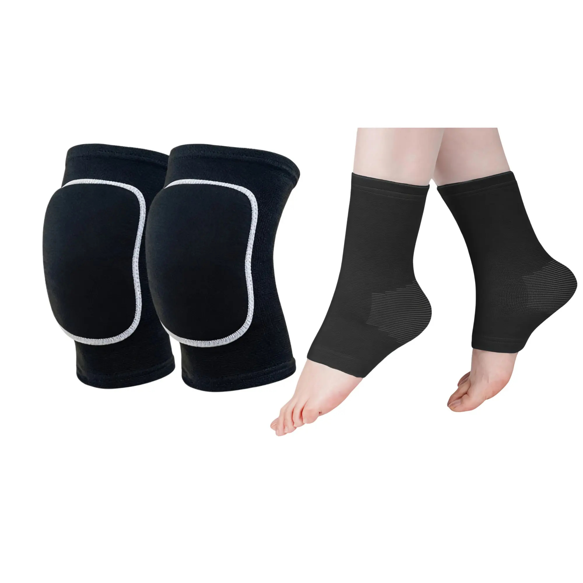 Breathable Shock Absorbing Knee and Ankle Support Set, Unisex Yoga Dance Volleyball Football Rock Climbing Sports Protection Gear
