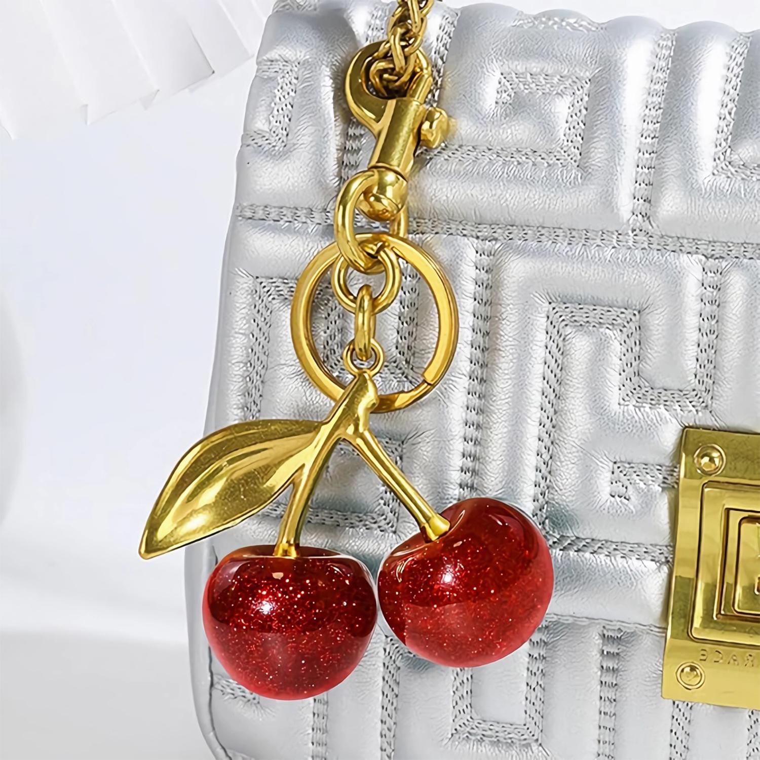Cute Cherry Pendant Design Keychain, His and Hers Gifts, Fashionable Metal Keychain for Women & Men, Trendy All-match Keychain for Birthday Gift, Charms, Girlfriend Gifts, Trendy All-match & Exquisite Keychain for Birthday Gift