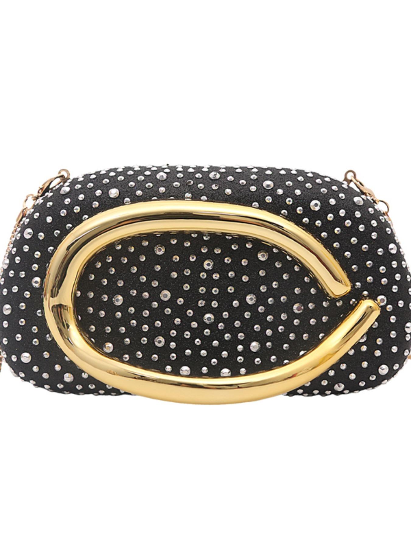 New Flashy Rhinestone Shoulder Bag, Crystal Decor Top, Spacious Interior, Chain, Y2K Style, Perfect for Parties, Nightclubs, Concerts