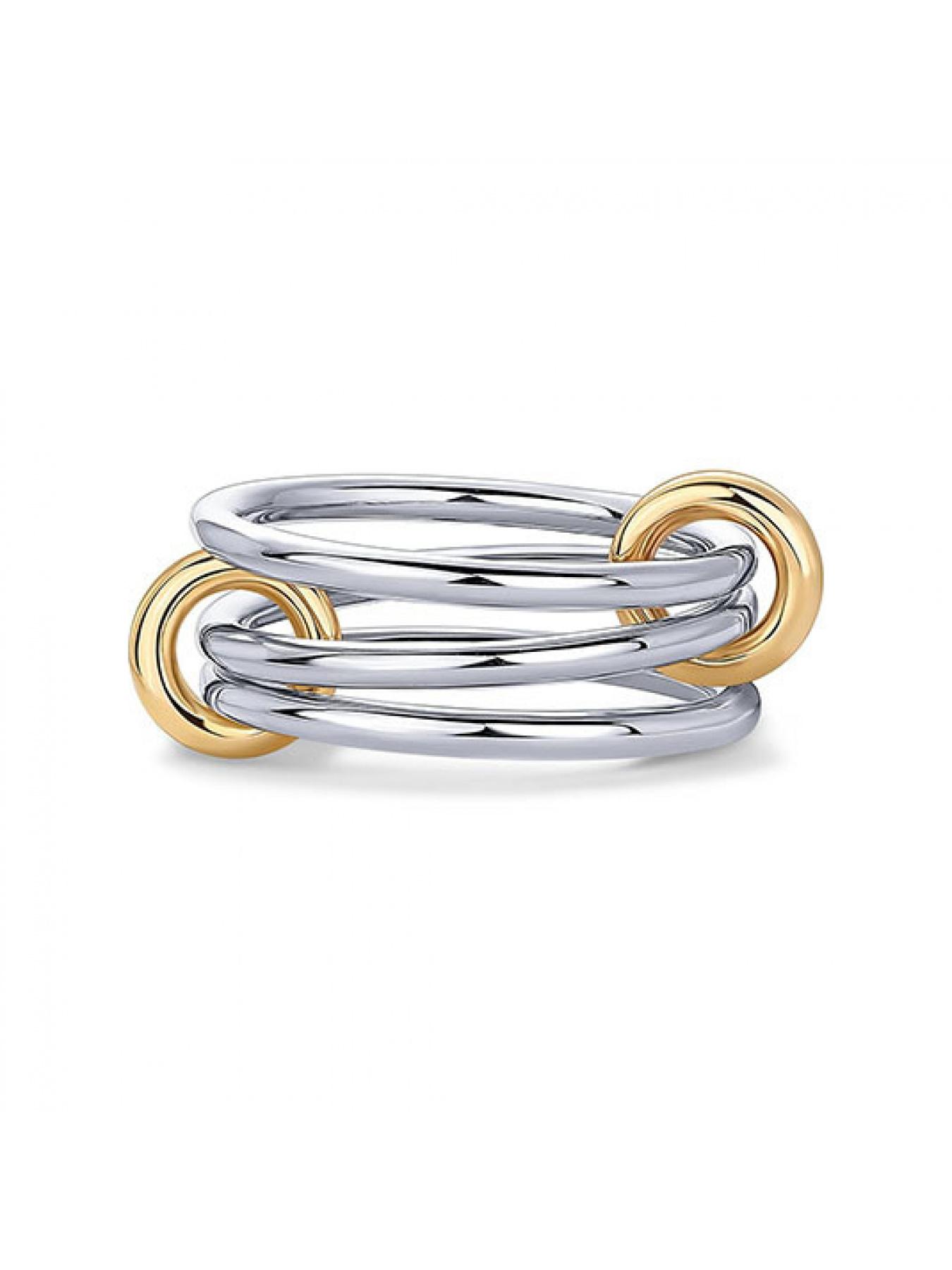 Stainless steel interlocking rings with full diamonds, three rings, four rings, new double-color multi-element style ring