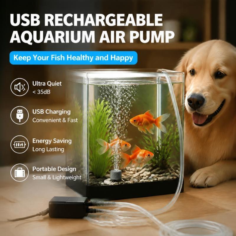 Oxygenation Pump Aerator USB Rechargeable Oxygen Pump Portable Fish Tank Fishkeeping Aquarium Supplies Ultra-Quiet High Airflow Efficient Pump Oxygenation Machine