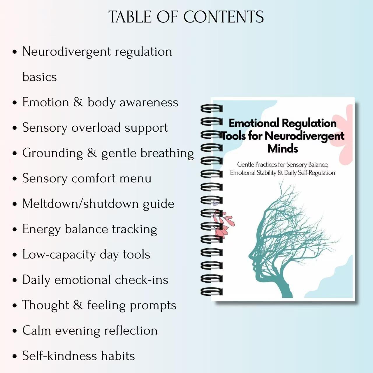 Emotional Regulation Tool Book for Neurodivergent Minds, Minimalist Healing Design, Sensory Friendly, Emotion Management Guide