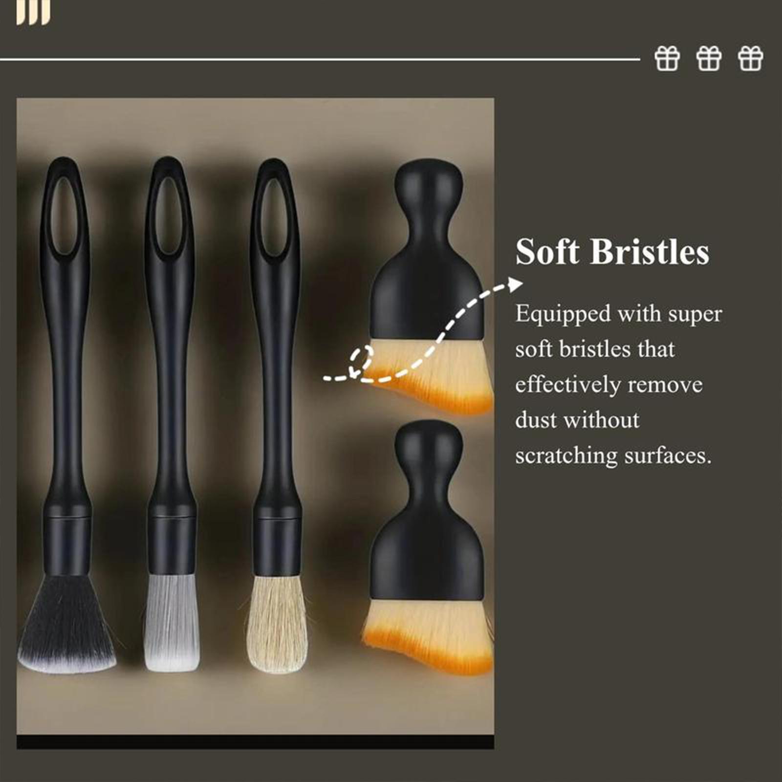 4-Counts Car Interior Cleaning Brush,Soft Professional Portable Brush for Car Interior Cleaning & Dust Removal,Cleaning Supplies,Car Detailing Products,Car Valeting Kit,Automotive,MirrorZone.