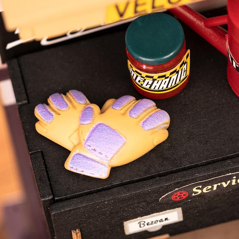 Rolife Miniature House Kit DIY Mini Dollhouse Garage Workshop Tiny House Making Kit with LED Light Decorative Wooden Craft Diorama Kit Hobby Gift