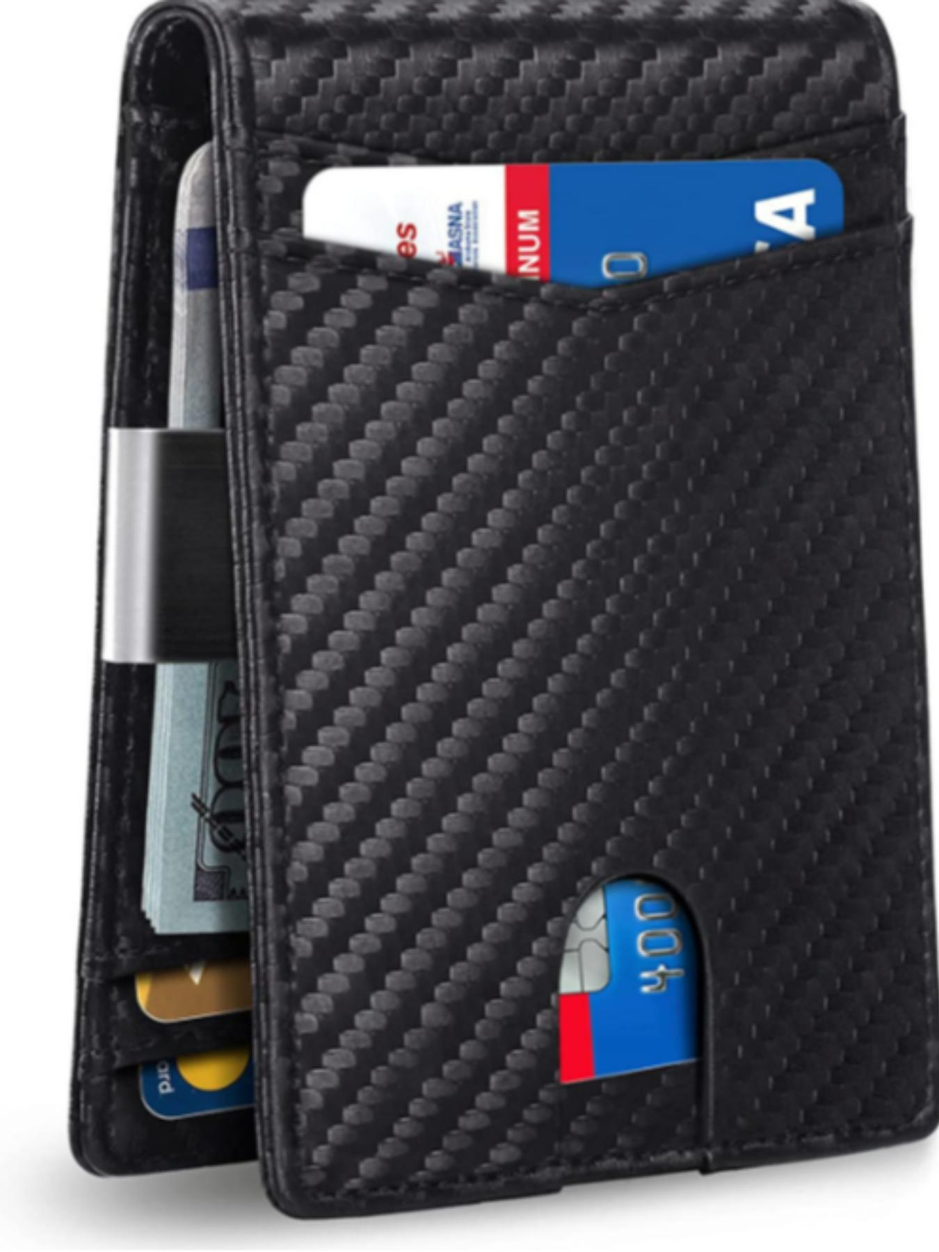 Men's Multifunctional Ultra-Thin Microfiber Rfid Shield Wallet, Dual-Fold Wallet ID Credit Card Holder, Simple Front Pocket Design, Large Capacity, Rfid Blocking Bifold