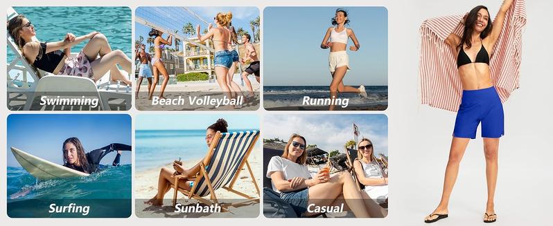 G Gradual Women's Swim Board Shorts 7" Long High Waisted Quick Dry Beach Swimmingshorts for Women with Liner Pockets Swimmingtrunks