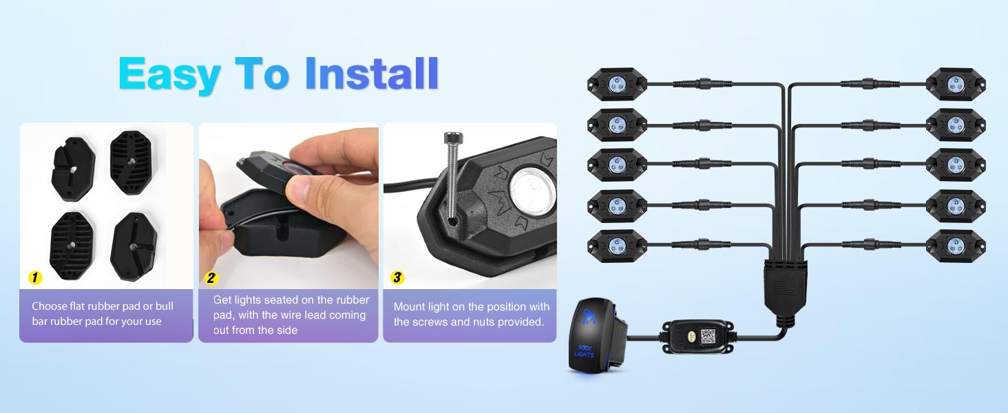 Nilight RGB LED Rock Lights Kit 10 Pods Underglow Multicolor Neon Pod with Remote & Bluetooth App Control DIY Flashing Music Mode Wheel Well Light for Truck ATV UTV RZR SUV  dealsforyoudays