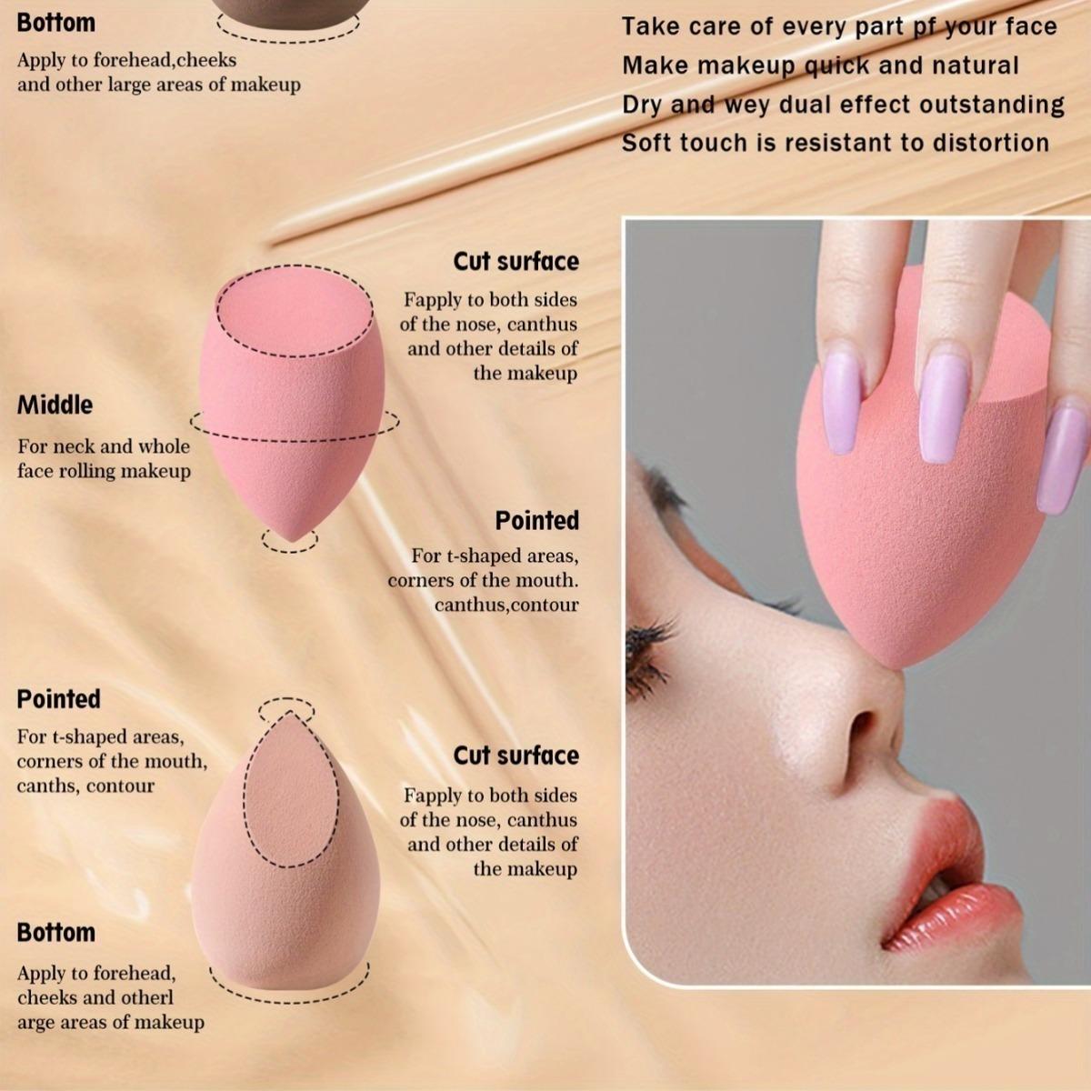 9 pieces of random color and shape beauty sponge, foundation mixed sponge set, suitable for liquids, creams and powders, free of latex dual-purpose wet and dry makeup puffs, suitable for all skin types