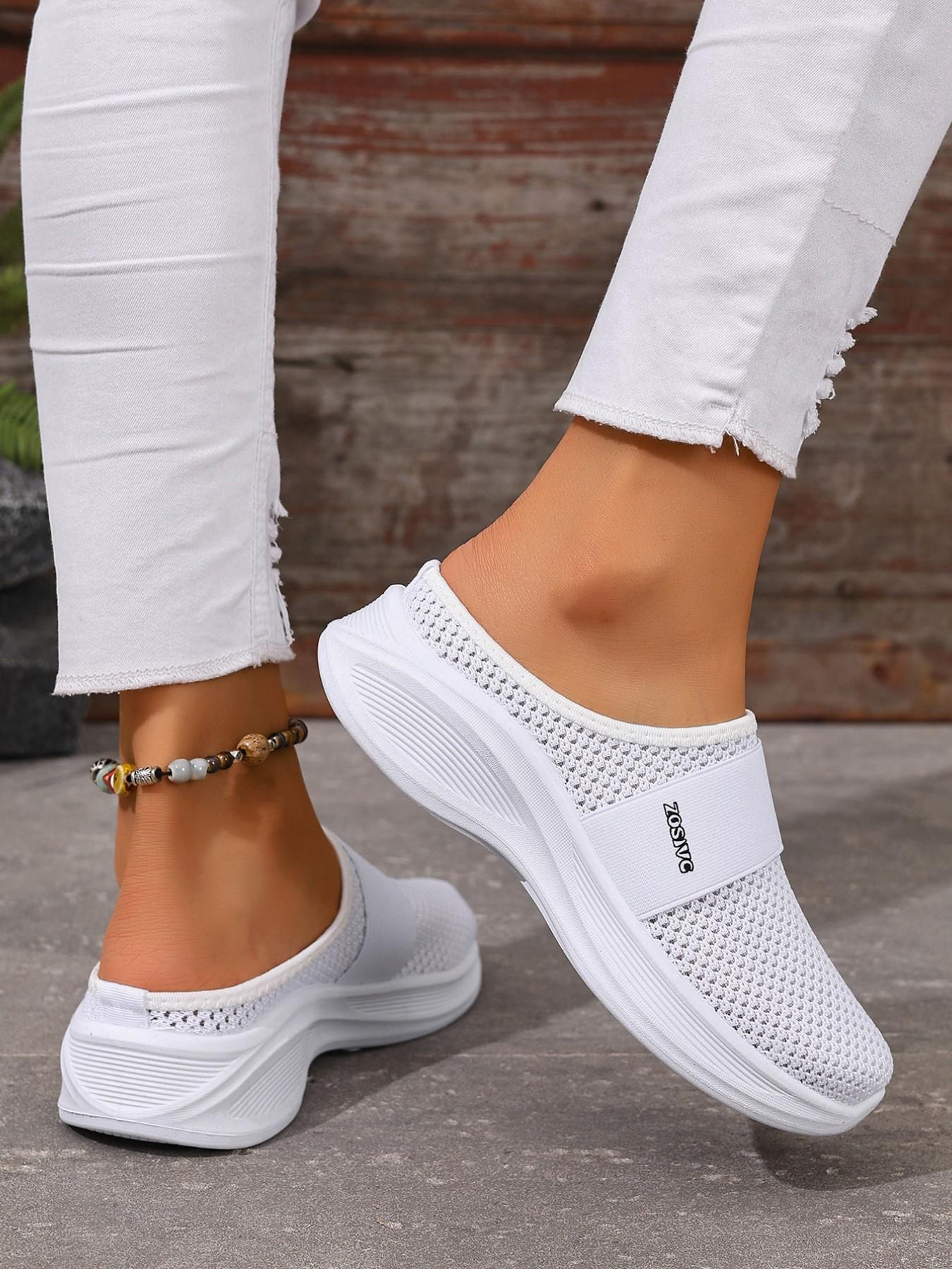 Women's Casual Sports Shoes, One-Click Slip-On, Spring Summer Beach Vacation Travel, Breathable Mesh, Comfortable Fit, Walking Shoes