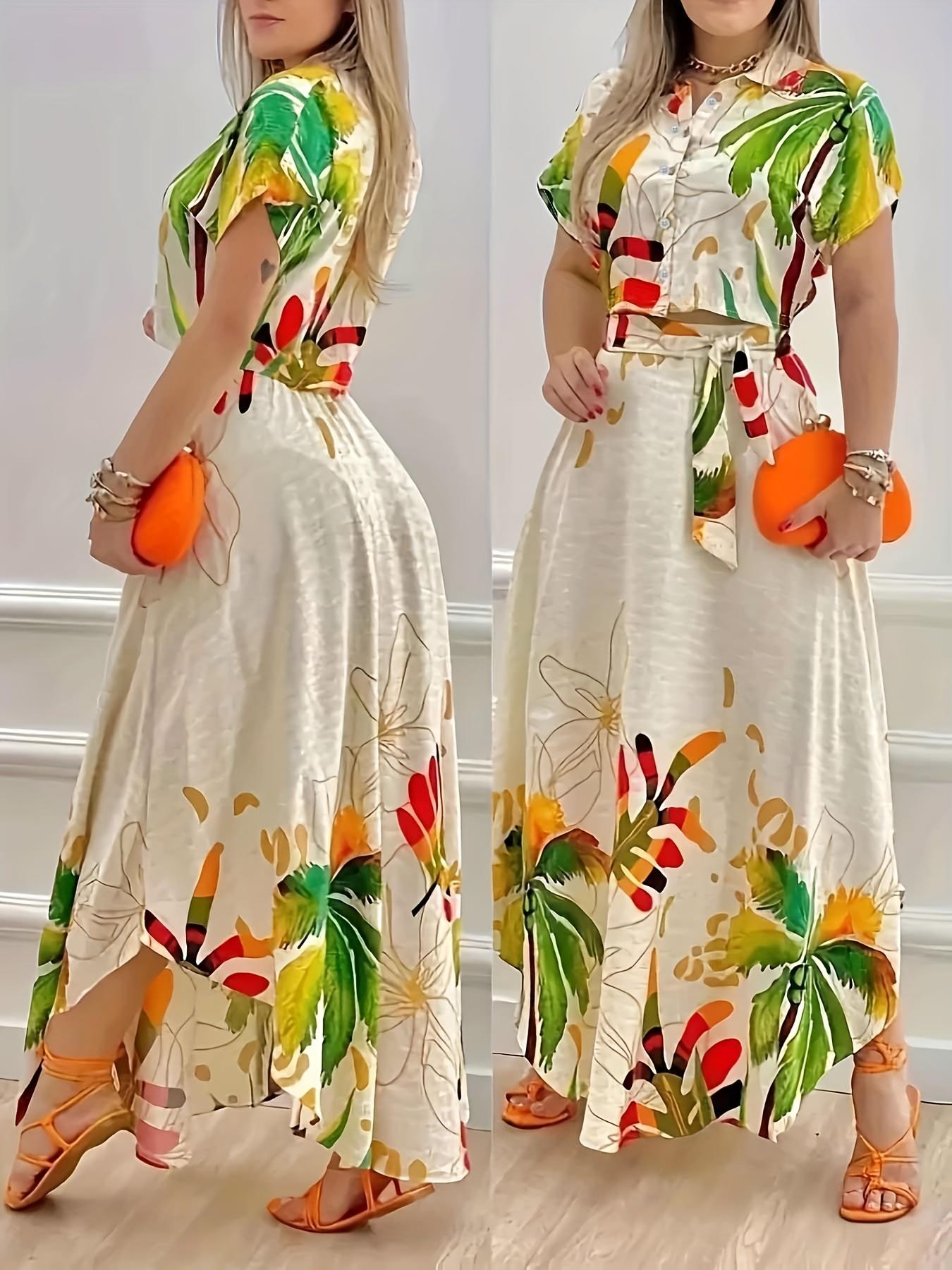[Skirt Suit] New European And American Style Fashion Positioning Print Skirt Suit