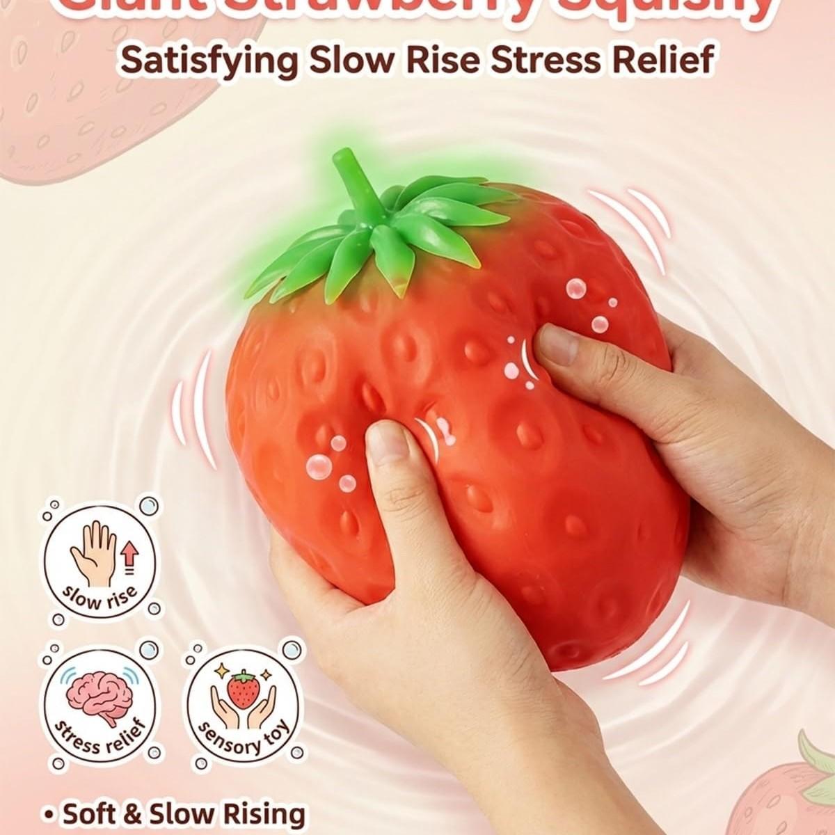 2PCS Cute Strawberry Squeeze Toys, Dragon Fruit Squishy, Strawberry Squishy, Rebounding Sensory, Upgrade Fruit Squishies, Realistic Strawberry Stress Ball, Stress Relief for Office Workers、Anxiety Relief、Focus Improvement、Desktop Decoration