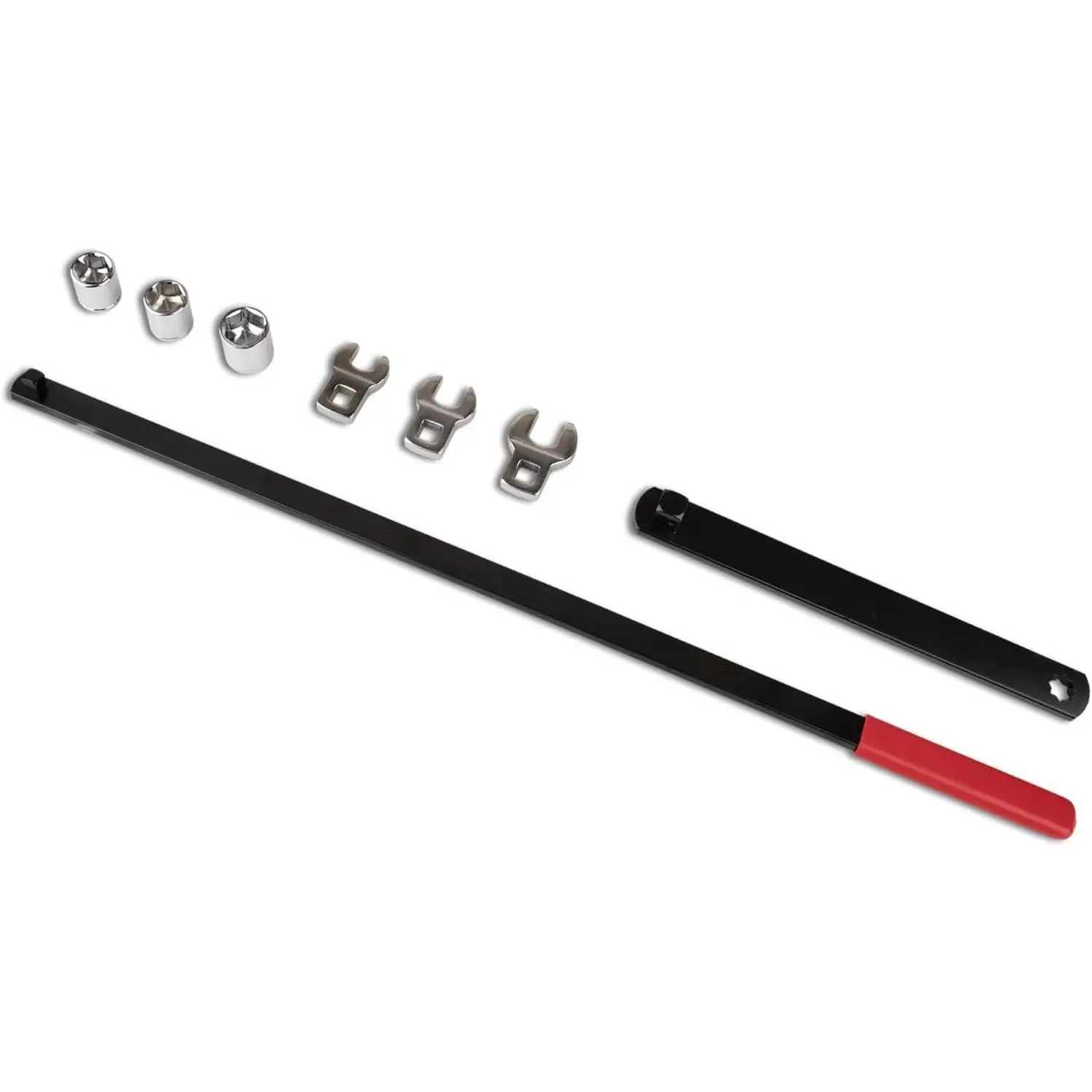 8PCS Serpentine Belt Tool Set with Belt Tensioner Wrench and Tensioner Pulley Tool, 3/8" & 1/2" Drive, for Automotive Engine Maintenance, Red