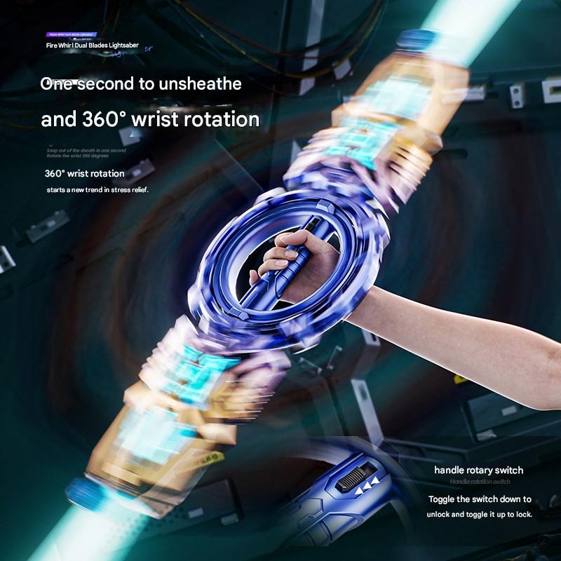 Double Bladed Rotating Handheld LED Lightsaber Toy - Light Up Sword Saber, 7 Color Lights, 360° Rotating, Non-Toxic Safe Design, Kid-Friendly LED, Teenage Boy Gifts, Boyfriend Gift Ideas, Birthday Role Play Toy