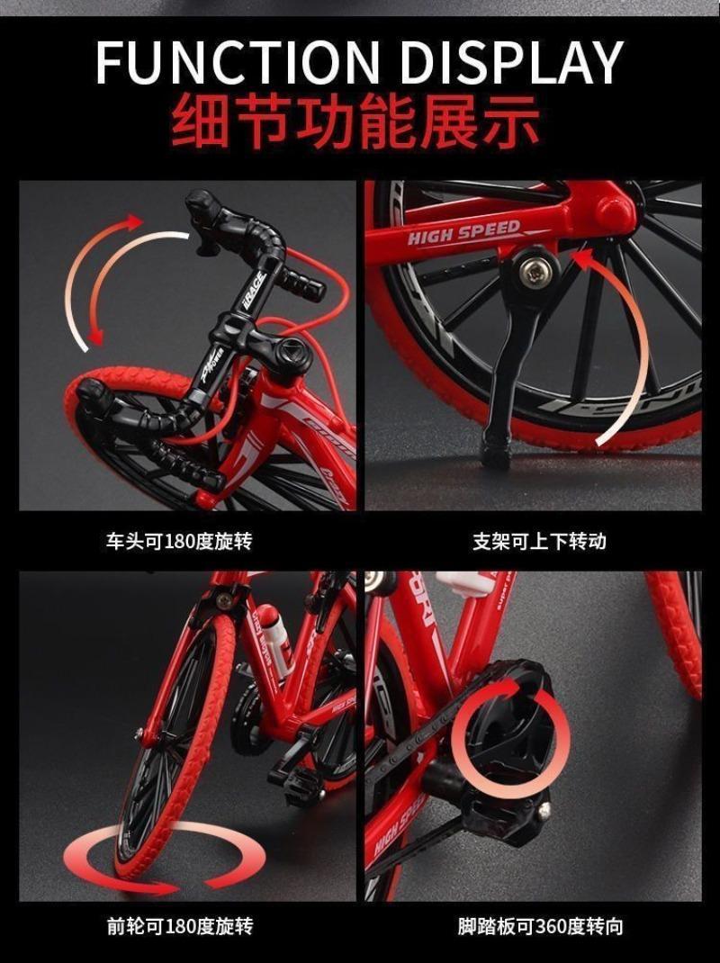 Alloy Simulation Folding Mountain Bike Model Kit, Biking-Themed Ornament for 3-8 Years Old Children, Bicycle Model