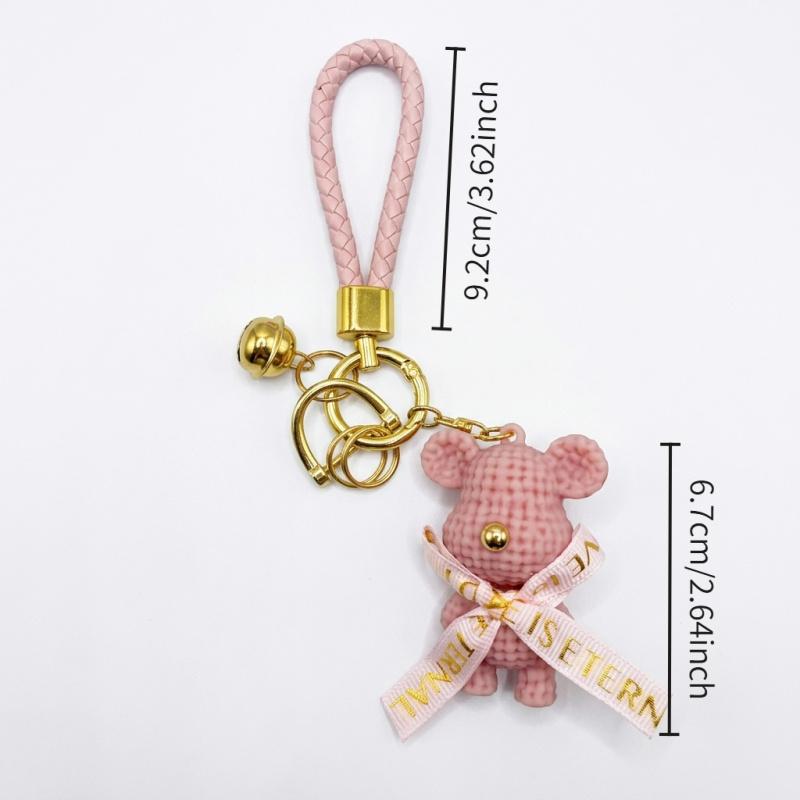 Creative cartoon girl-themed wool teddy bear keychain for couples, car bag pendant, small hanging piece, fashionable gift