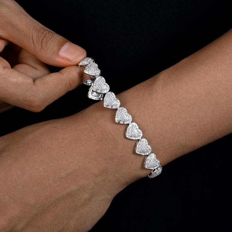 【#B230】  Sparkling Synthetic Moissanite Chain Bracelet 100% 925 Sterling Silver