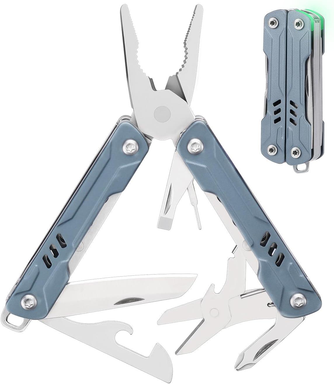 S11 Keychain Multitool, 11-in-1 Compact EDC Pliers with Pocket Knife, Scissors & Screwdrivers, Lightweight Small Multitool for DIY, Travel, Camping, and Gift, Cool Gadget for Men