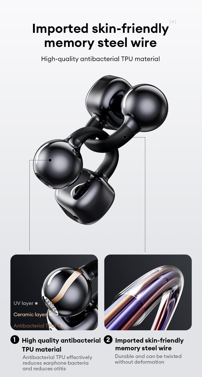 HYUNDAI C03 Clip On Wireless Headphones with 2025 Bluetooth 6.0 for Faster, Stable Connection & Low Power Use, DT6.0 Pulse Directional Tech, 360° ACS Panoramic Sound, IPX5 Waterproof Audio Earbuds for Music & Calls, Comfortable for Sports