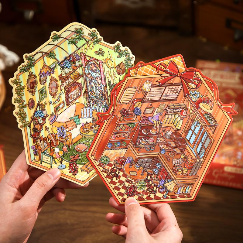 3 Sheets/bag PVC Pack, Warm Light House Series Decorative Material, Hand Account Stationery Diary Sticker Water Bottle Multi-Scene Decoration