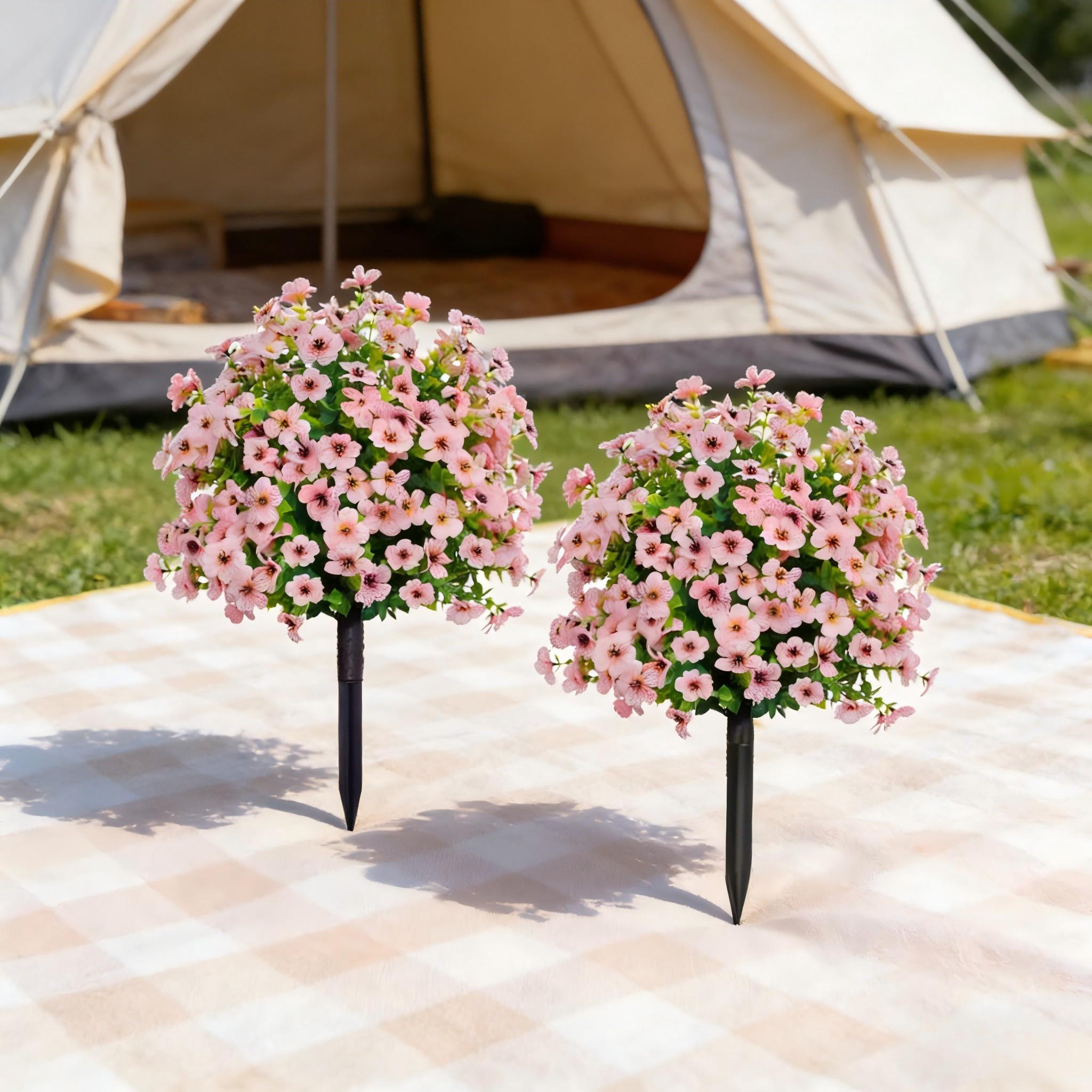 Realistic Artificial Flowers with Ground Stake, UV Resistant Fake Plants for Indoor Outdoor Decoration