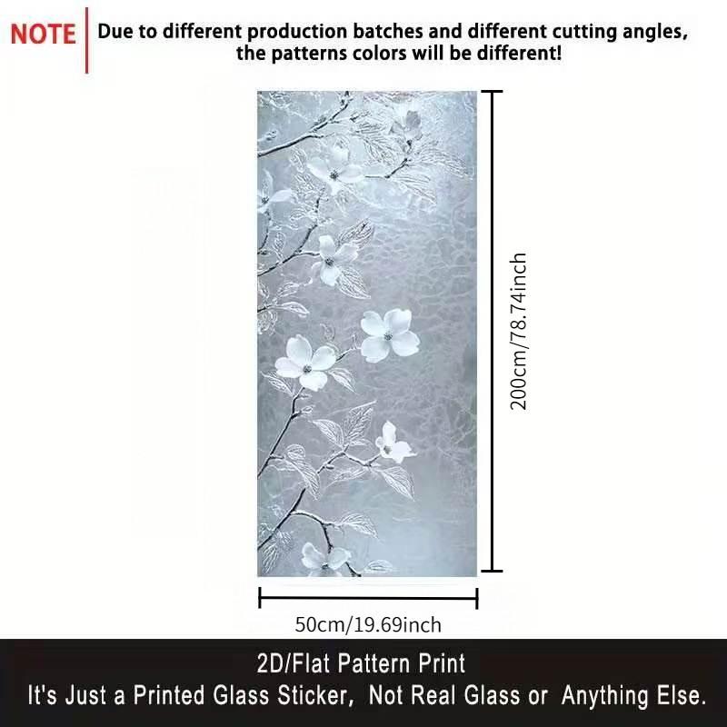 Static Glass Window Decal, 2D Flat Pattern, Elegant Design, Removable Self-Adhesive Privacy Film, Home Decor for Living Room, Kitchen, Bathroom, Bedroom, Balcony