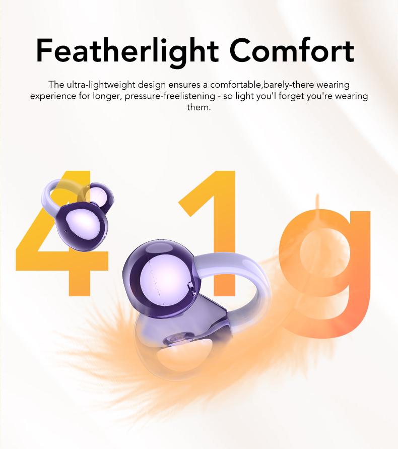 MINISO MS201 Translation Headphones, Support 134 Languages ​​Translation with APP, Clip-on Wireless Earphones, Color Touch Screen, Bluetooth 6.0, Suitable for Sports, Running and Work, HIFI Stereo Earbuds