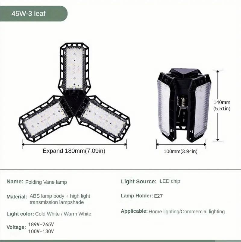 Flexible Panels LED Garage Light E26/e27 Screwed Bulb, Adjustable Lights, Workshop Lighting Bulbs, Industrial Bulbs, Durable & Efficient