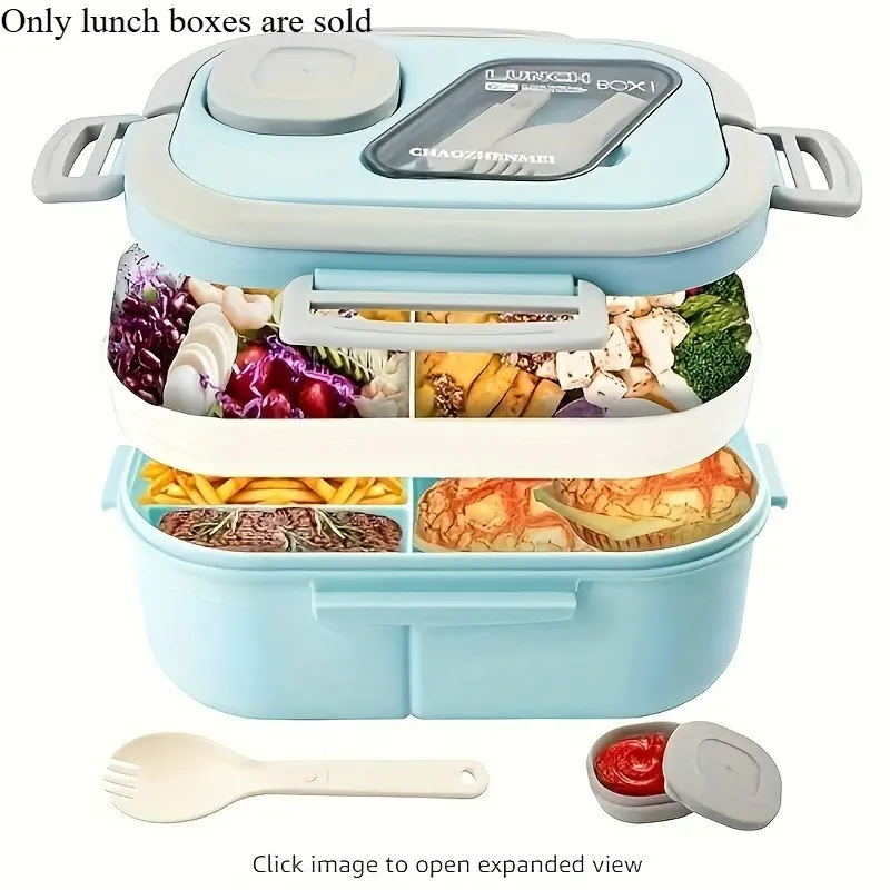 Portable Multi-Compartment Lunch Box, 1 Count Large Capacity Lunch Box with Cutlery, Microwave Heating Reusable Lunch Box for Home, Office and School