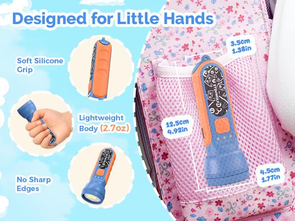 ETENWOLF Kids Flashlight Rechargeable Mini Flashlight with Fun Stickers 1500mAh Battery Adjustable Brightness with 6 Light Modes IPX5 Waterproof Flashlight for Home Camping and Emergencies