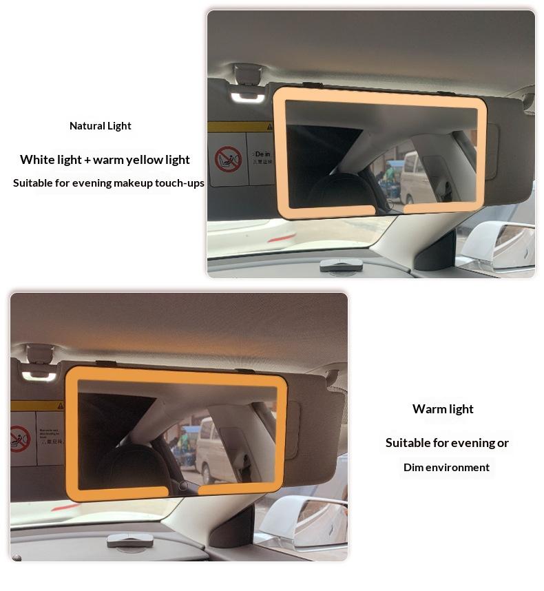 Car Sunshade Makeup Mirror, LED Touch Screen with Brightness Adjustment, Rechargeable HD Clear Makeup Mirror for Car Interior, Essential Car Accessory
