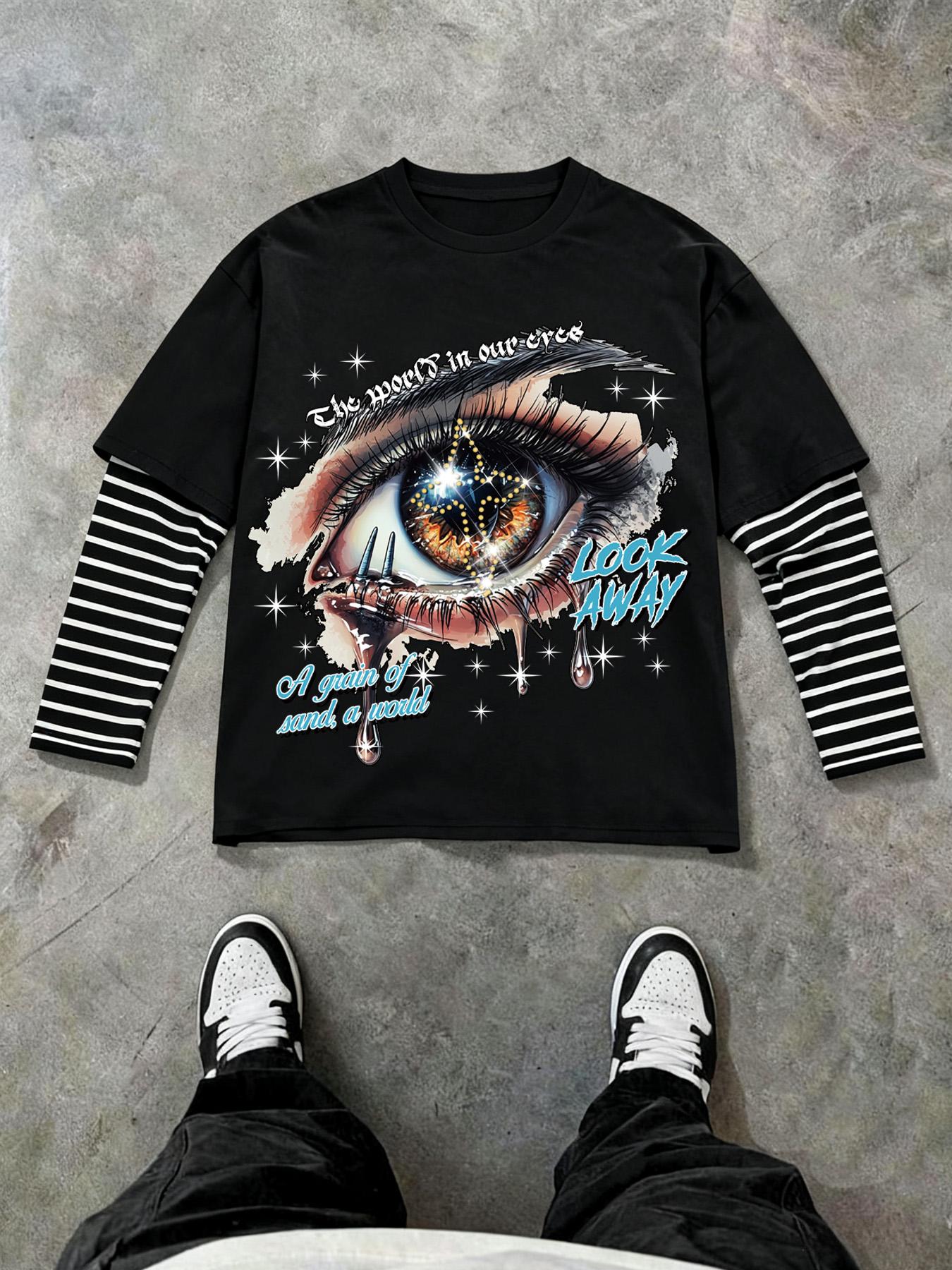 Trendy Short Sleeve & Patchwork Long Sleeve Tee Set, Street Style Fashion, Unique Layered Design, Perfect for Trendsetters