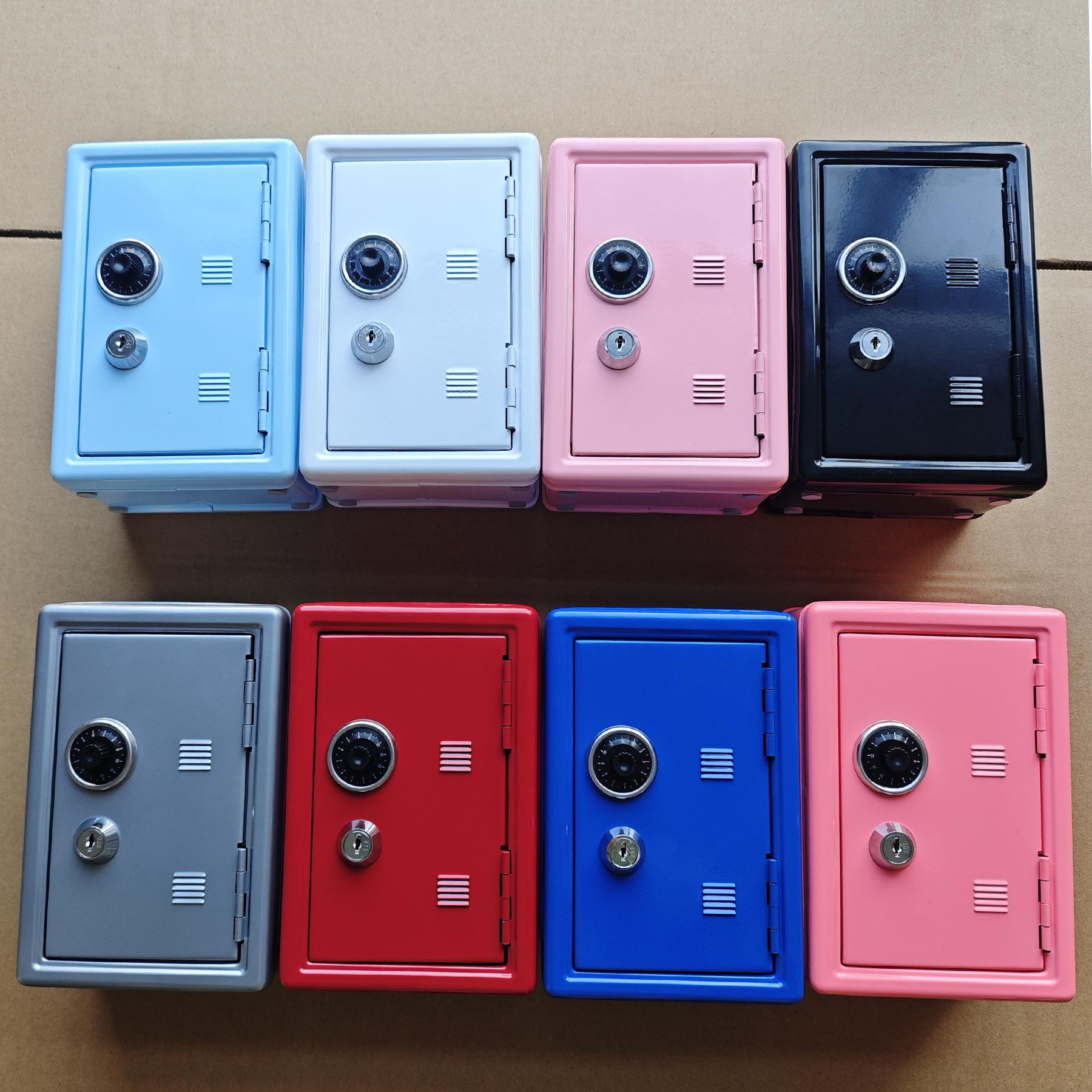 Mini Safe Piggy Bank, Creative Metal Storage Box with Password & Key Lock, Cash & Coin Organizer