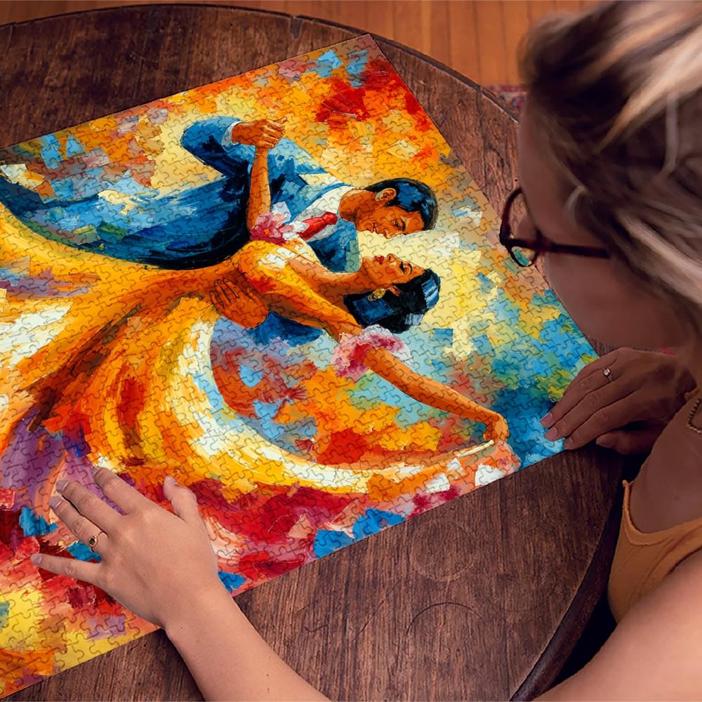 1pc 1000 piece adult puzzle 70x50cm Couple Dancing in Vibrant Colors500 pieces of paper jigsaw puzzle, suitable for adults and families, large-scale DIY puzzle interactive toy games, birthday holida