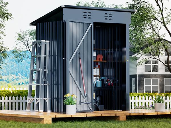 COMHOMA 5x3FT Shed Outdoor Storage Shed Metal,Lockable Door Tool Sheds with Sloping Roof,Steel Garden Shed with Air Vent for Backyard,Patio,Lawn