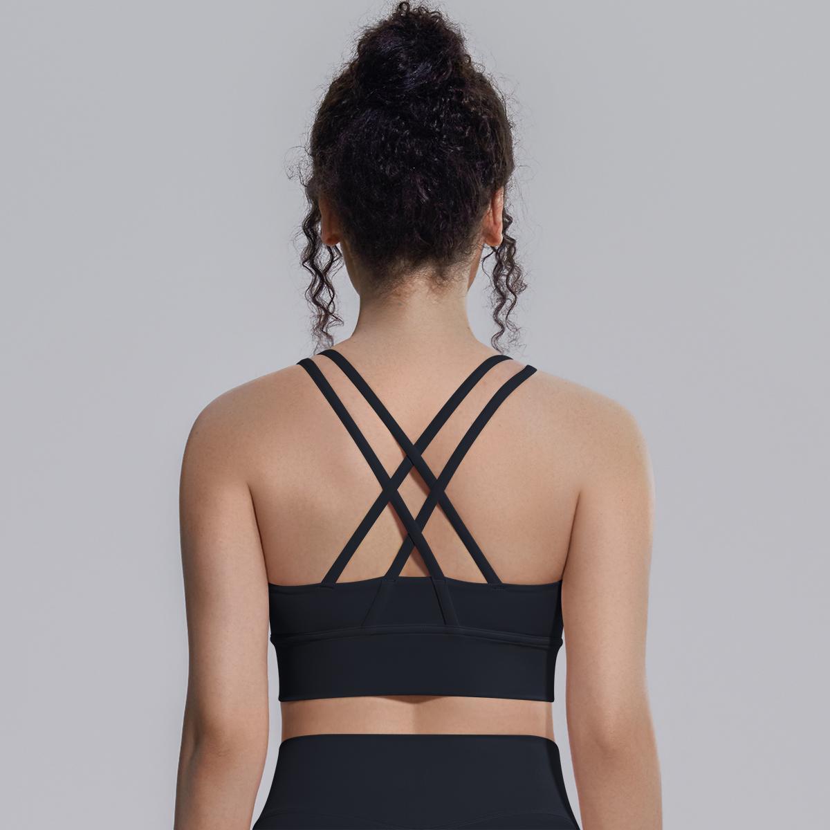 Summer Cross Straps Woman Yoga Bra Shock-absorbing Running Yoga Tank Top with Chest Pad Sexy Beautiful Back Gym Yoga Brassiere