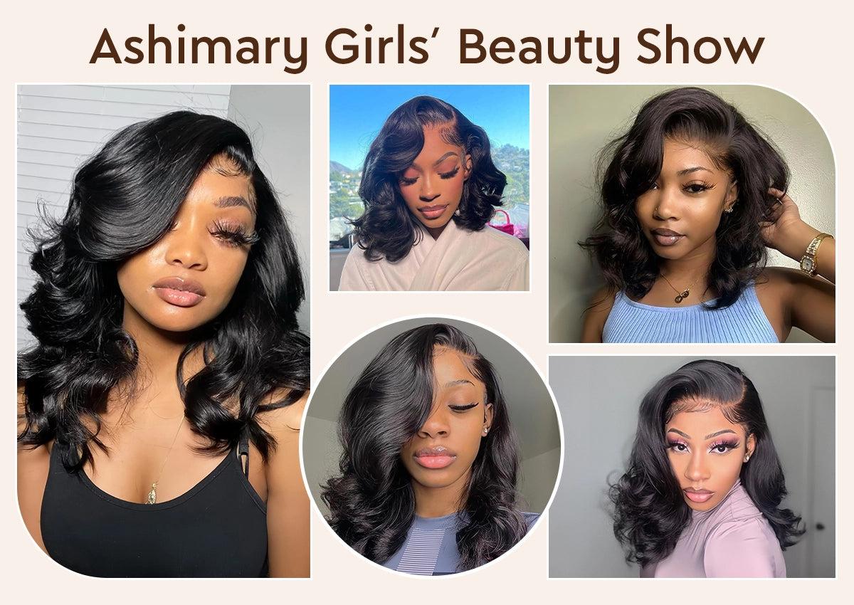 Ashimary 250% Density Glueless Ready To Go Wig- Pre Styled Side Part Body Wave Layer Cut 6x4.5 Lace Closure Bob Wig Invisi-Drawstring Ready to Go Short Bob Wigs Pre Everything Human Hair Wigs Pre Plucked Pre Cut For Black Women SpringStatements