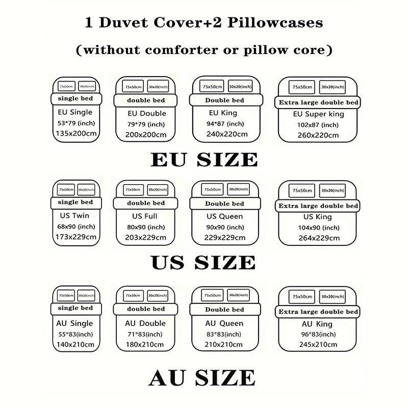 3-piece couple style king and queen printed duvet cover set, Bedroom Bedding Set, Valentine's Day elements, including 1 duvet cover and 2 pillowcases (excluding the core), suitable for all seasons, creating romantic bedroom couple bedding